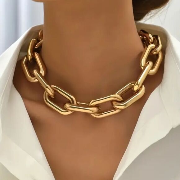 Chunky Chain Necklace Metal Punk Hip Hop Style - Picture 7 of 7